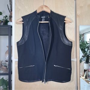 Donna Karan DKNY Lambskin Black Leather Vest Size 10